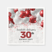Serviette En Papier Bourgogne Rouge argent ballon Parties scintillant (Devant)