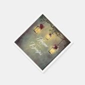 Serviette En Papier Bourgogne rouge lampes jardin Mariage (Coin)