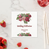 Serviette En Papier Bourgogne Rouge Rustique Rose Mariage campagnard F (En situation)