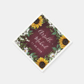Serviette En Papier Bourgogne Rouge Tournesol vert Mariage de couronne (Coin)