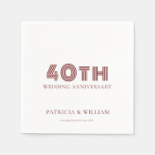 Serviette En Papier Bourgogne Texte 40e anniversaire de Mariage (Devant)