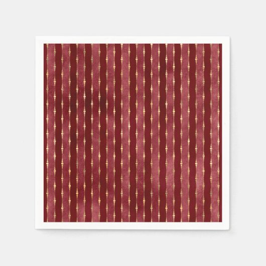 Serviette En Papier Bourgogne victorienne et bande d'or (Devant)