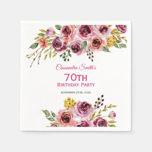 Serviette En Papier Bourgogne Violet Brown Rose Rustique Floral Annive