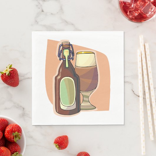 Serviette En Papier Bouteille de bière artisanale et verre Brasserie r