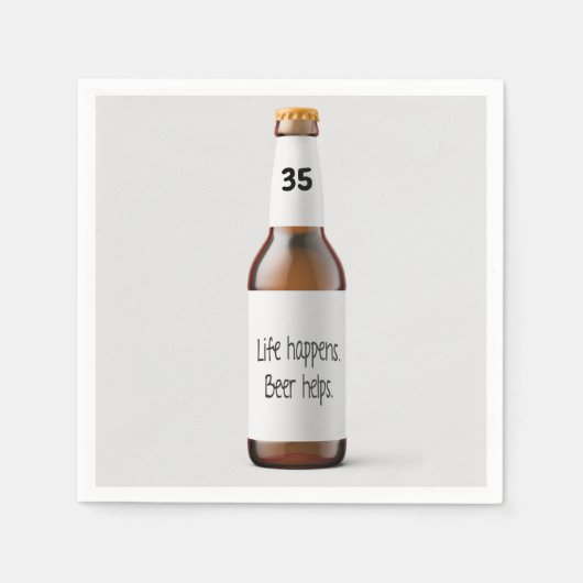 Serviette En Papier bouteille de bière pour 35e anniversaire fête (Devant)
