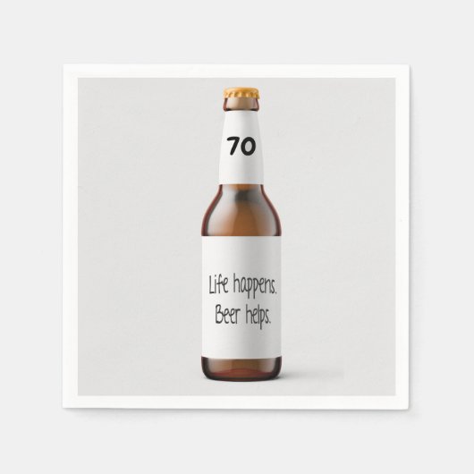 Serviette En Papier bouteille de bière pour 70e anniversaire fête (Devant)