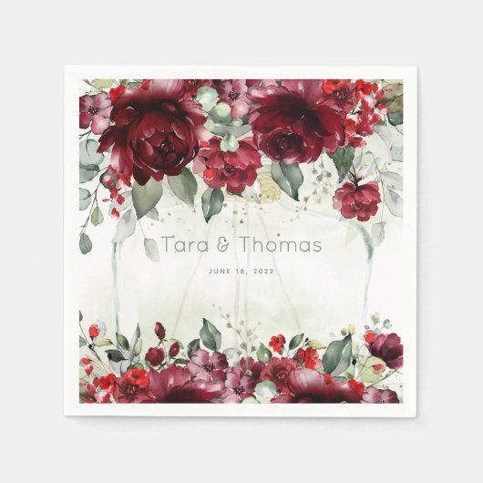 Serviette En Papier Bouteille De Peonies Mariage Cocktail Serviettes (Devant)