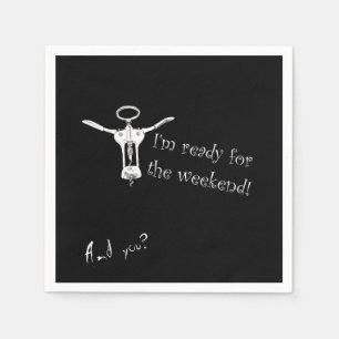 Serviette En Papier Bouteille de vin Corkvis prêt pour le Weekend Napk