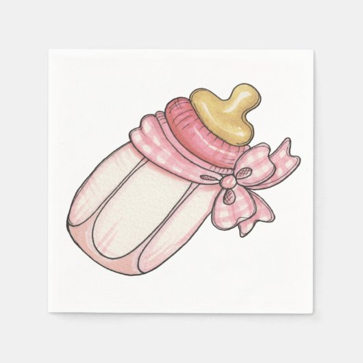 Serviette En Papier Bouteille rose (Devant)