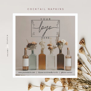 Serviette En Papier Bouteilles Boho   Fleurs   Cocktail esthétique