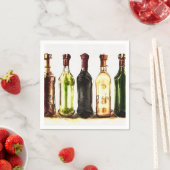 Serviette En Papier Bouteilles de vin peint serviettes (En situation)
