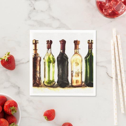 Serviette En Papier Bouteilles de vin peint serviettes (En situation)