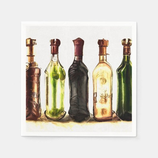 Serviette En Papier Bouteilles de vin peint serviettes (Devant)