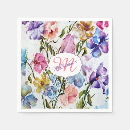 SERVIETTE EN PAPIER BOUTEILLES ET FLEURS BLANCHES (Devant)