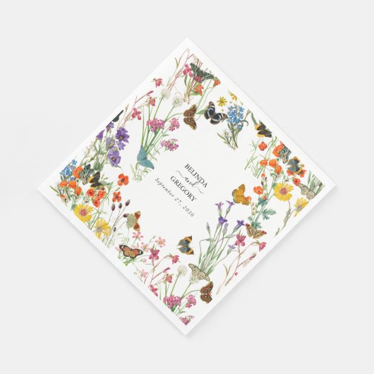 Serviette En Papier Bouteilles Fleurs sauvages Mariage floral (Coin)