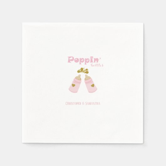 Serviette En Papier Bouteilles Pink Baby shower fille (Devant)
