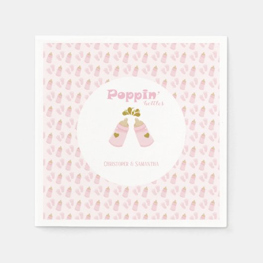Serviette En Papier Bouteilles Pink Baby shower fille (Devant)