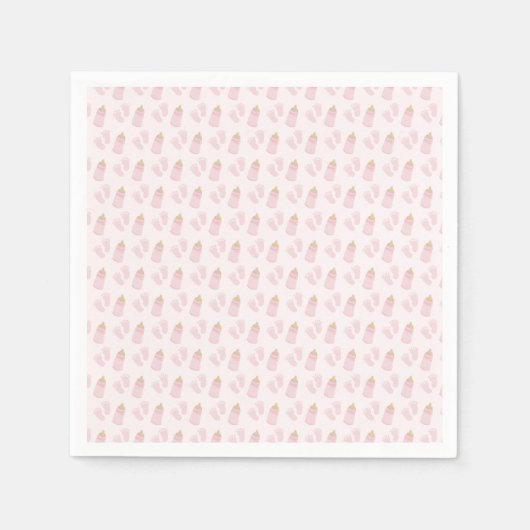 Serviette En Papier Bouteilles Pink Baby shower fille (Devant)