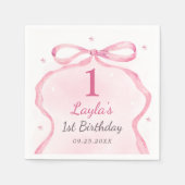 Serviette En Papier Boutique Bow rose 1er anniversaire (Devant)