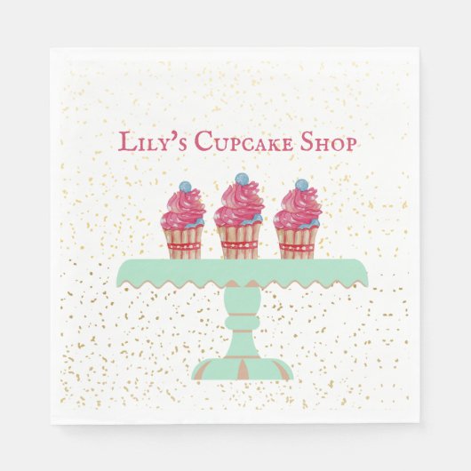 Serviette En Papier Boutique de cupcake pour enfants personnalisable (Devant)
