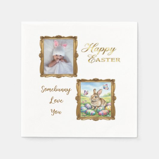 Serviette En Papier Boutique Gold Frame Photo Keepsake Easter (Devant)