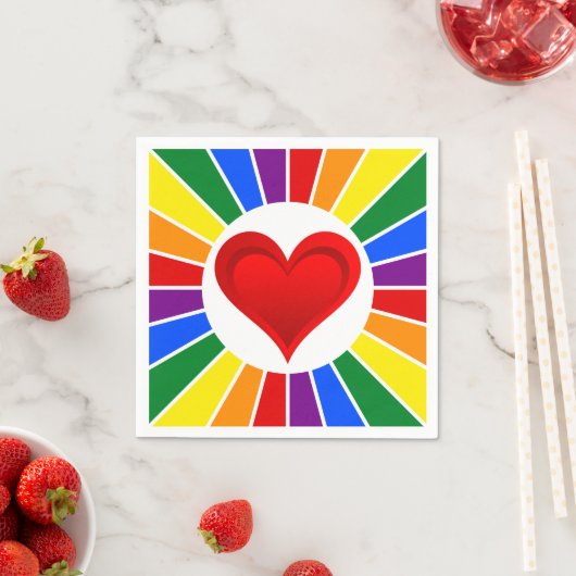 Serviette En Papier BOUTON DRAPEAU PLANIFIQUE RAYS & Coeur + vos idées (En situation)