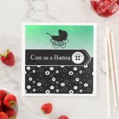 Serviette En Papier Bouton vert et Baby shower noir (En situation)