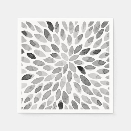 Serviette En Papier Boutons de brosse d'aquarelle - noir et blanc (Devant)