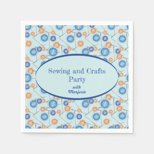 Serviette En Papier Boutons et aiguilles Fête de couture personnalisée (Devant)