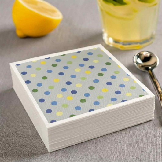 Serviette En Papier Boutons jaunes et points de Iris bleus