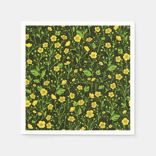 Serviette En Papier Boutons sur noir (Devant)