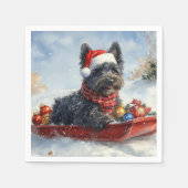 Serviette En Papier Bouviers Des Flandres Chien à Sledge Noël (Devant)