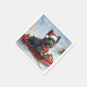 Serviette En Papier Bouviers Des Flandres Chien à Sledge Noël (Coin)