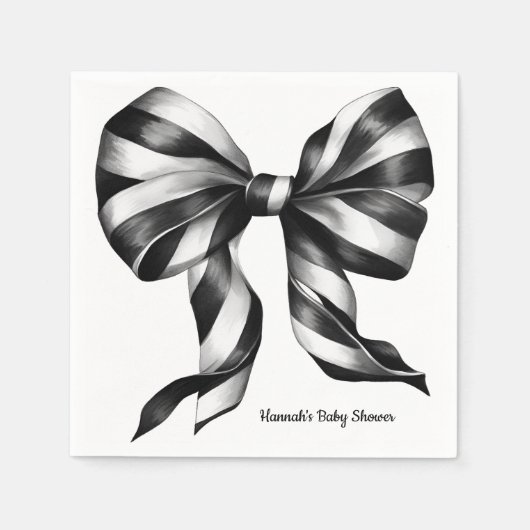Serviette En Papier Bow à rayures noires Personnalisé Napkin Preppy (Devant)