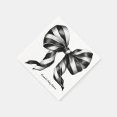 Serviette En Papier Bow à rayures noires Personnalisé Napkin Preppy (Coin)