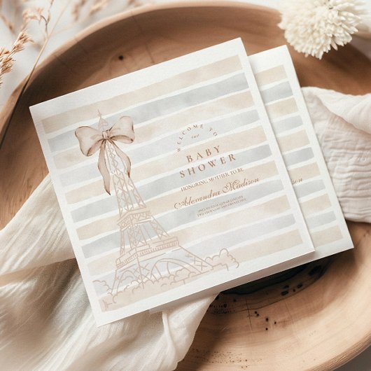 Serviette En Papier Bow beige Bonjour Bebe Baby shower