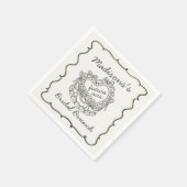 Serviette En Papier Bow Beige Retro Coquette gâteau Brunch nuptial (Coin)