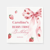 Serviette En Papier Bow Berry First Strawberry Naples d'anniversaire (Devant)