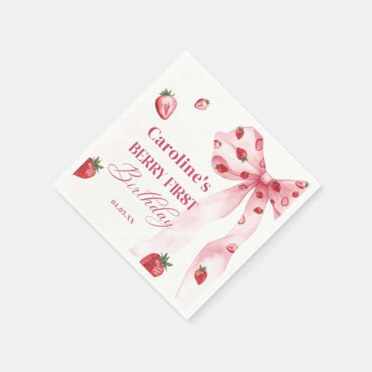 Serviette En Papier Bow Berry First Strawberry Naples d'anniversaire (Coin)