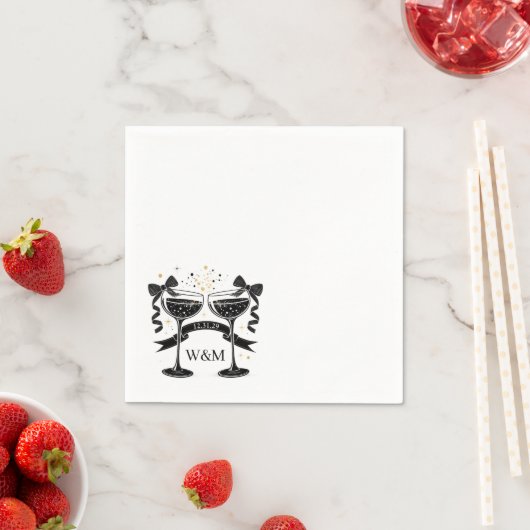 Serviette En Papier Bow Champagne (En situation)