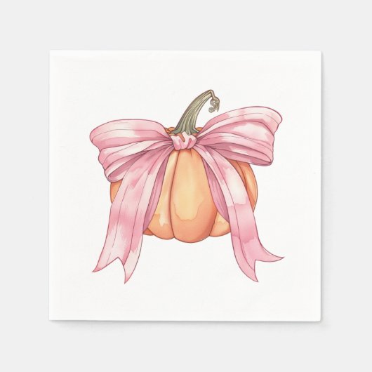 Serviette En Papier Bow Citrouille rose (Devant)