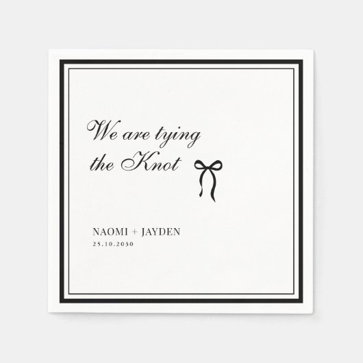 Serviette En Papier Bow Classic Old Money Black & White Wedding (Devant)
