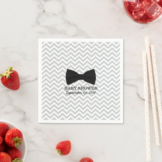 Serviette En Papier Bow Cravate Chevron Stripes Baby shower (En situation)
