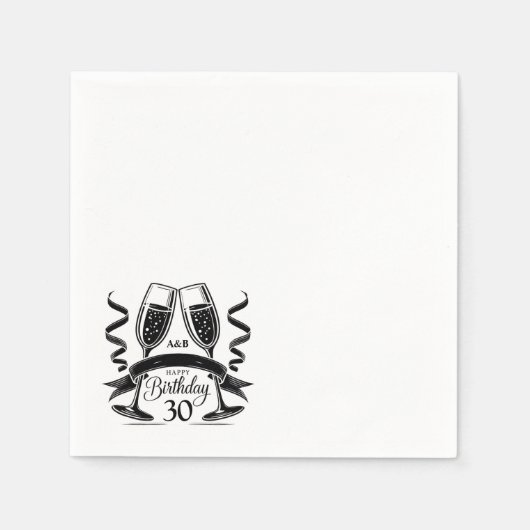 Serviette En Papier Bow d'anniversaire de Champagne (Devant)