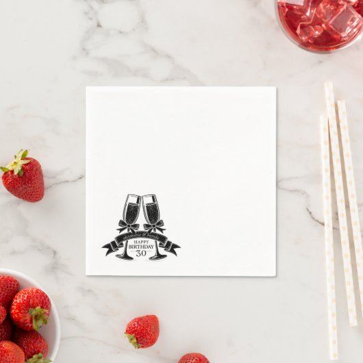 Serviette En Papier Bow d'anniversaire de Champagne (En situation)