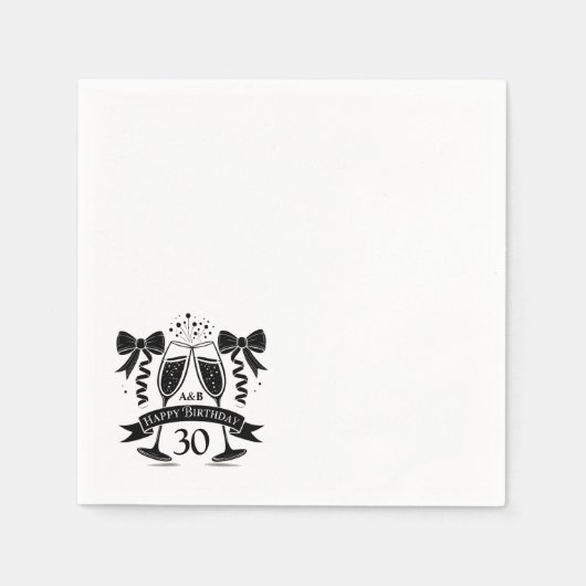 Serviette En Papier Bow d'anniversaire de Champagne (Devant)