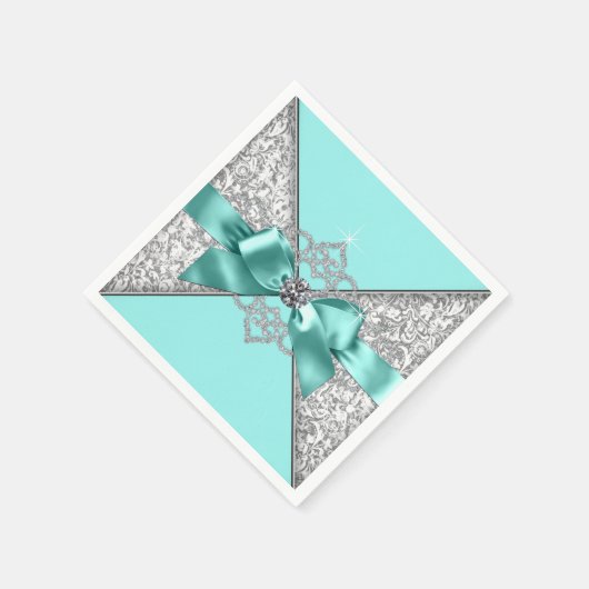 Serviette En Papier Bow Diamond bleu turquoise (Coin)