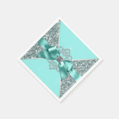 Serviette En Papier Bow Diamond bleu turquoise (Coin)