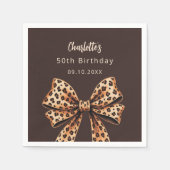 Serviette En Papier Bow empreinte de léopard brun Anniversaire (Devant)
