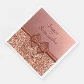 Serviette En Papier Bow en satin rose or - (Coin)